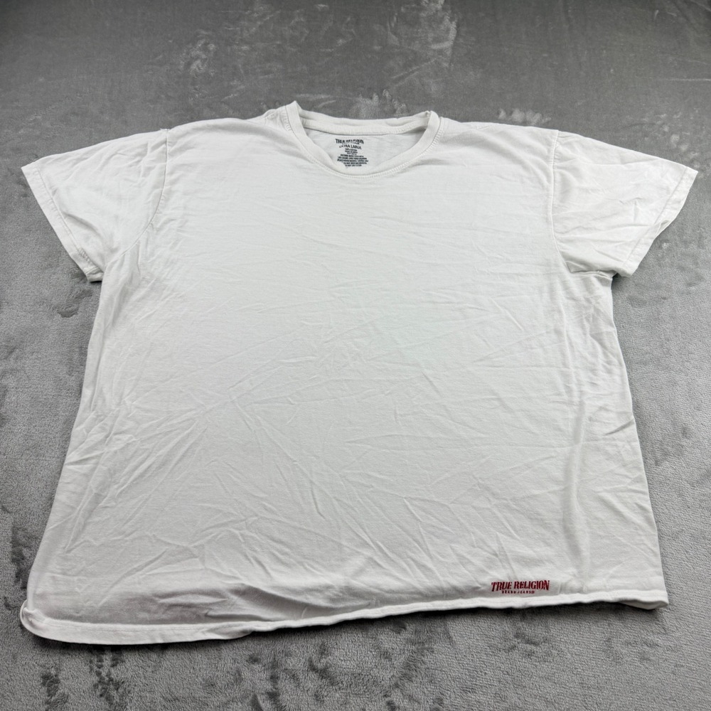 True Religion White Cotton T-Shirt Women's XL‎ Short Sleeve Logo Tee